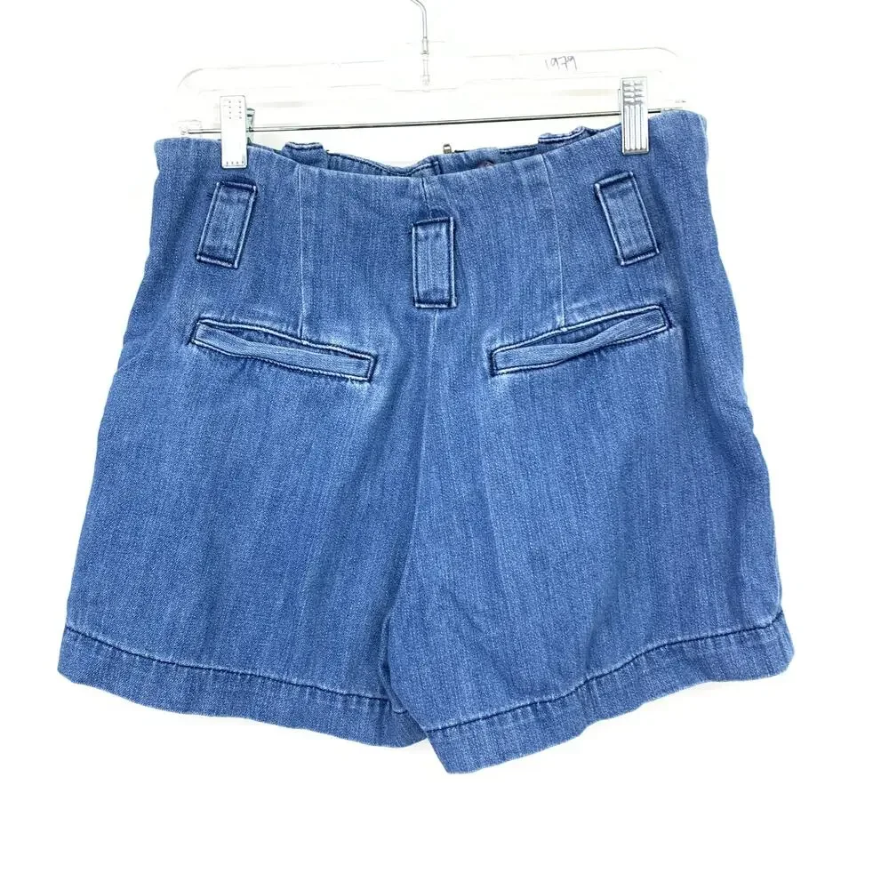 L'Agence Hillary Paperbag Waist Shorts Womens Size 26 Blue Denim *MISSING BELT